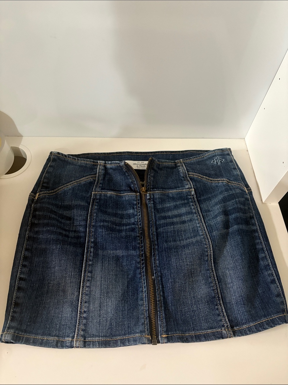 Abercrombie & Fitch Blue Denim Zip-Front Mini Skirt